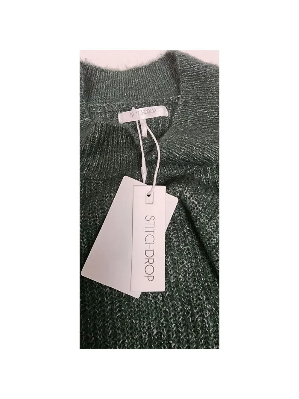 STITCHDROP Nordstrom Above Keyboard Knit Sweater Dress NWT Frog Green Size L